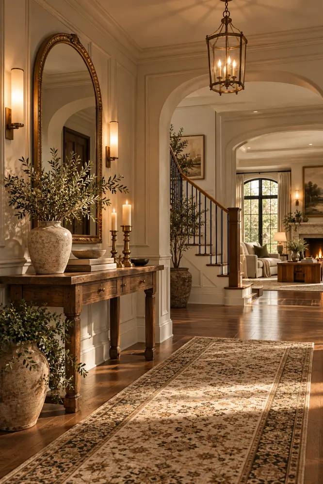 Elegant Arched Foyer with Warm Candlelight