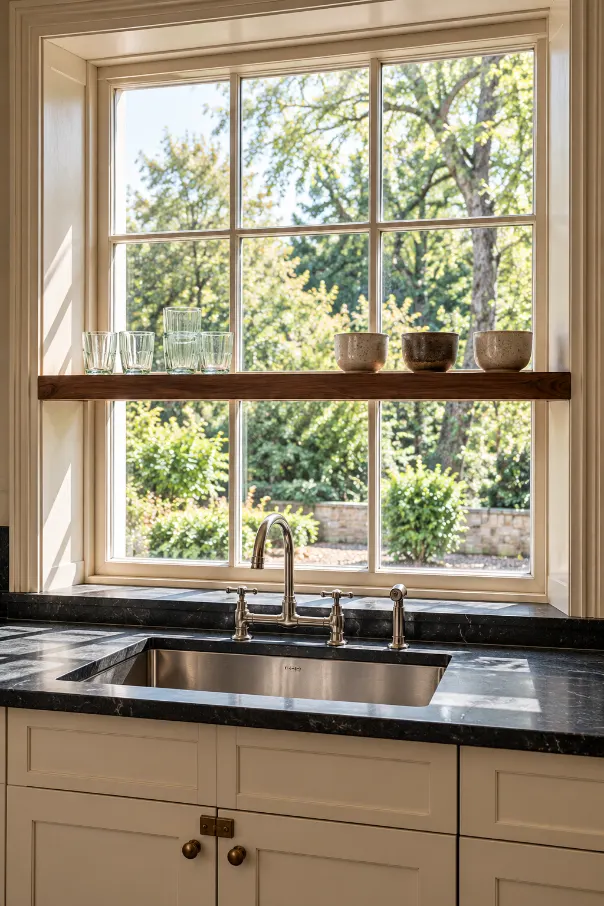 Farmhouse Kitchen Window Shelf