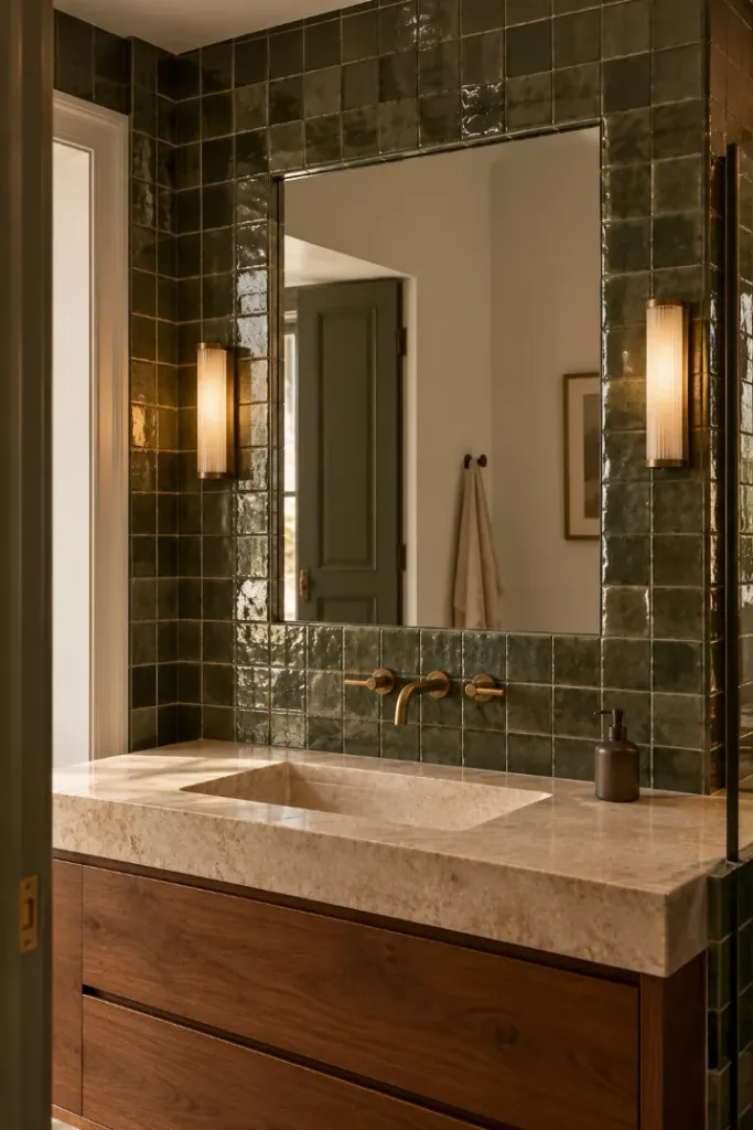 Olive Green Tiled Vanity Retreat
