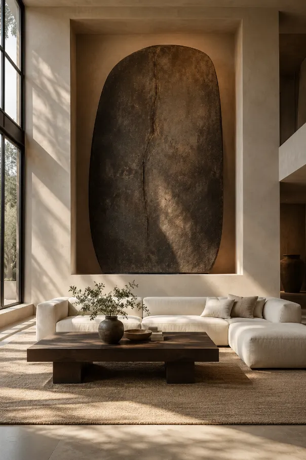 Oversized Art Niche for a Tall Living Room Wall
