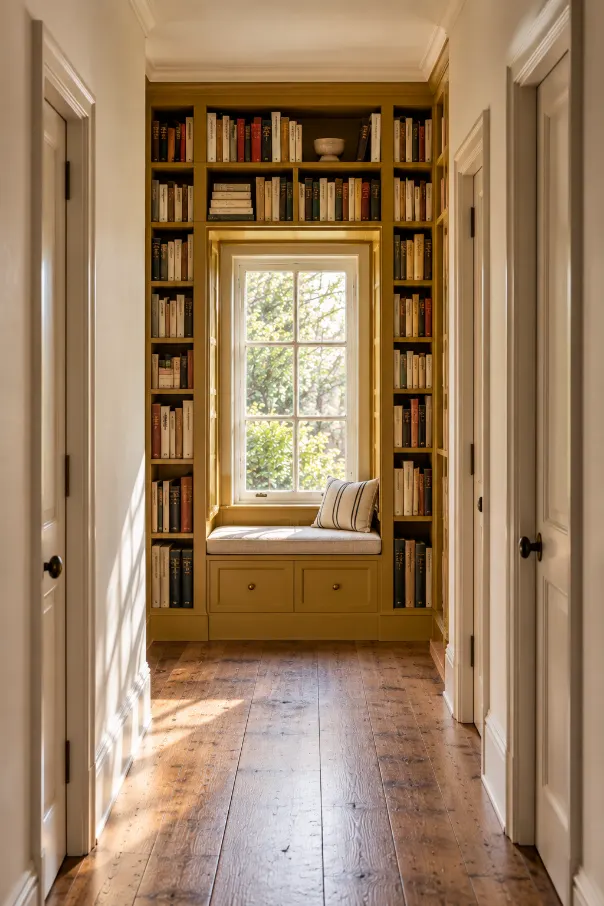 Sunlit Hallway Reading Nook