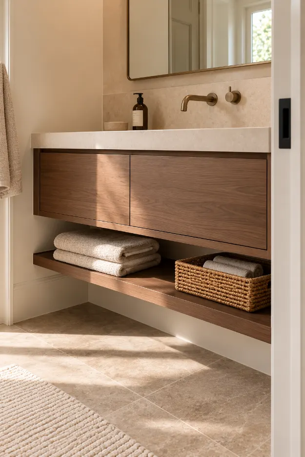 Warm Minimalist Floating Vanity