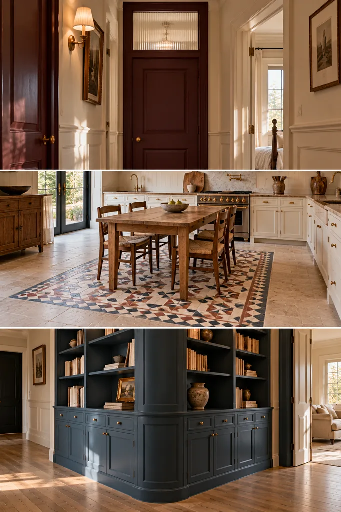 Warm Traditional Interiors Triptych
